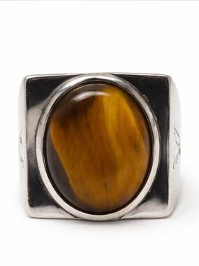 Louis Vuitton Silver Ring with Tigers Eye Stone